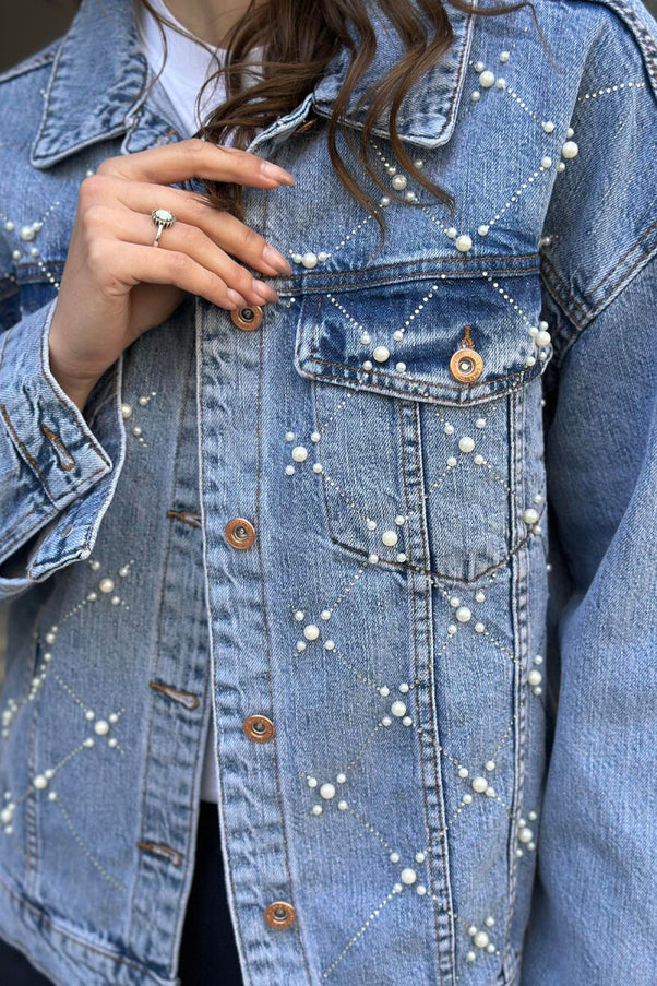 Pearl Studded Denim Jacket