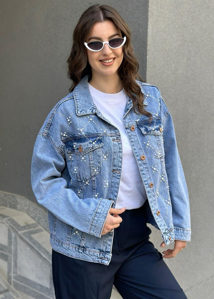 Pearl Studded Denim Jacket