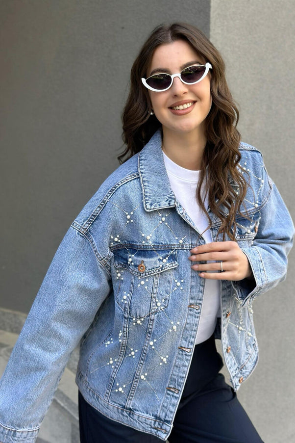 Pearl Studded Denim Jacket