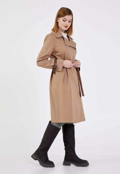 Gaiia Long Zipper Jacket With Belted Cuff - Khaki