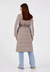 Gaiia Women Suede Long Coat With Belt