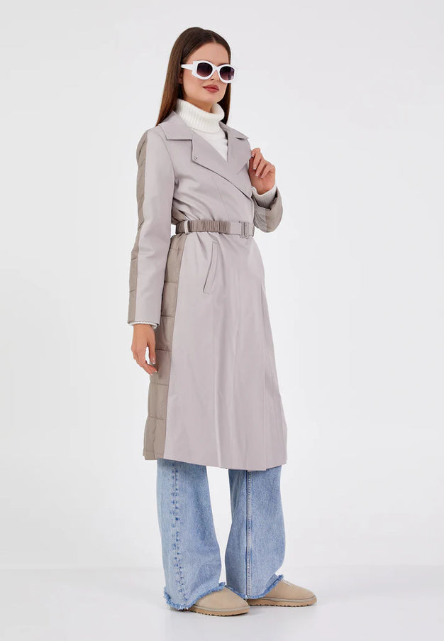 Women Suede Long Coat With Belt