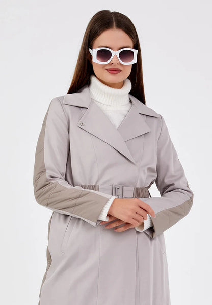 Gaiia Women Suede Long Coat With Belt