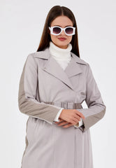 Gaiia Women Suede Long Coat With Belt