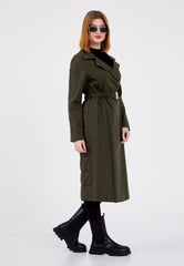 Gaiia Women Suede Long Coat With Belt