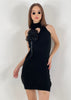 BLACK FLOWER KNITTED DRESS