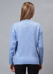 V Neck Ribbon Design Pullover