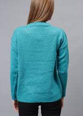 V Neck Ribbon Design Pullover