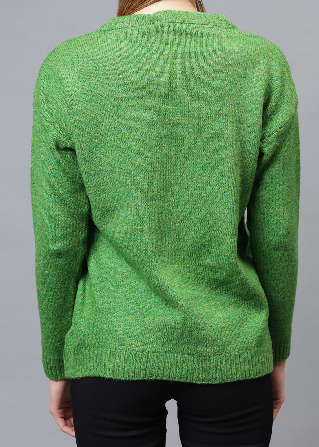 Gaiia V Neck Ribbon Design Pullover