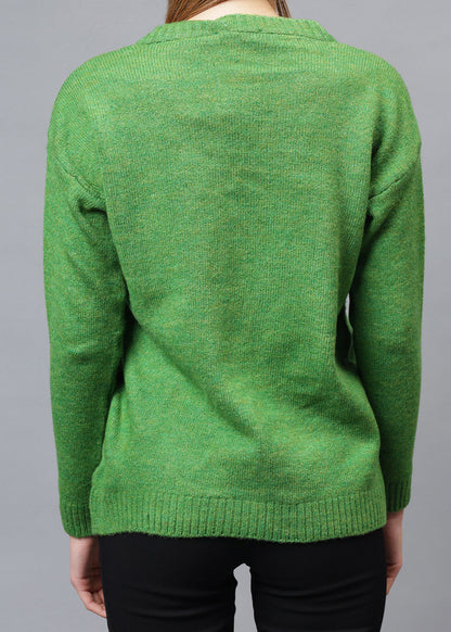 Gaiia V Neck Ribbon Design Pullover