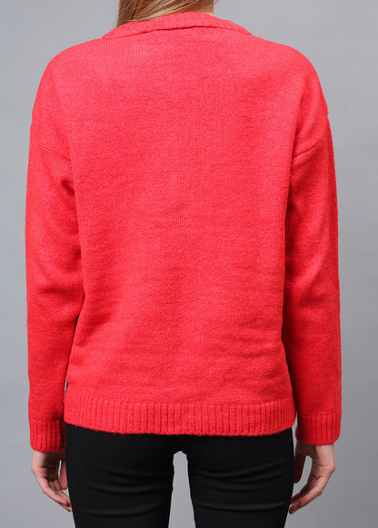 Gaiia V Neck Ribbon Design Pullover