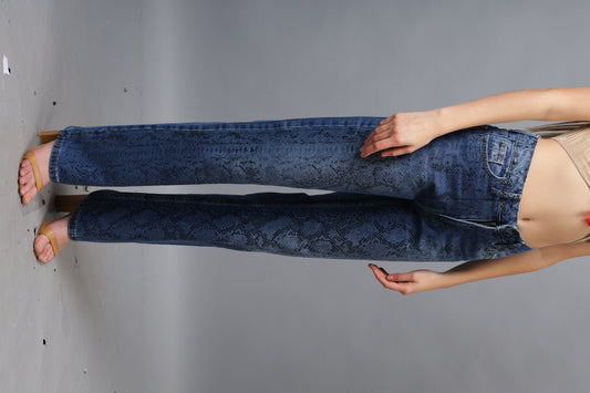 Snake Print Straight Leg Jeans