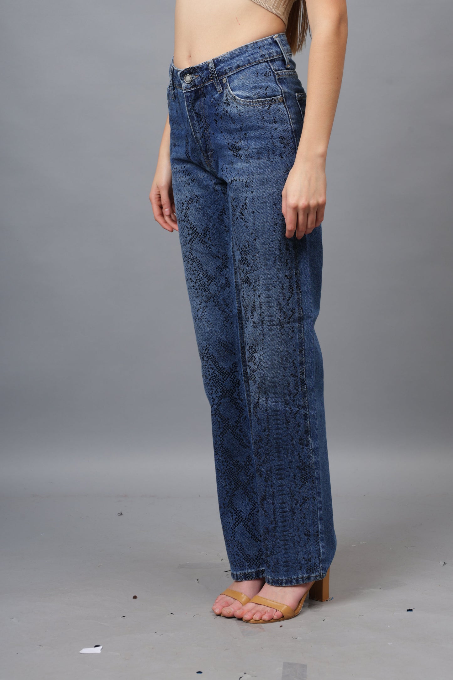 Gaiia Snake Print Straight Leg Jeans