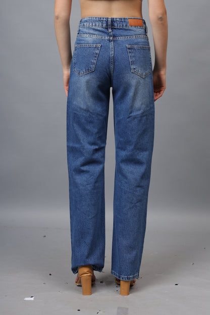 Gaiia Snake Print Straight Leg Jeans