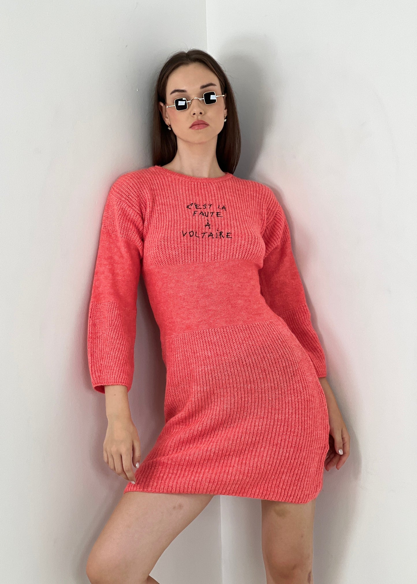 Gaiia Mini Rib Jumper Dress - Peach