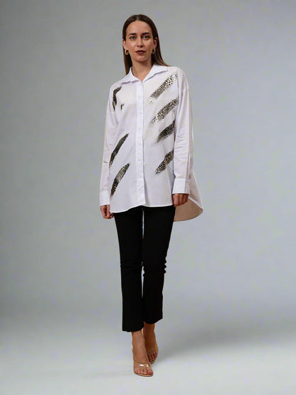 Gaiia Animal Print White Shirt