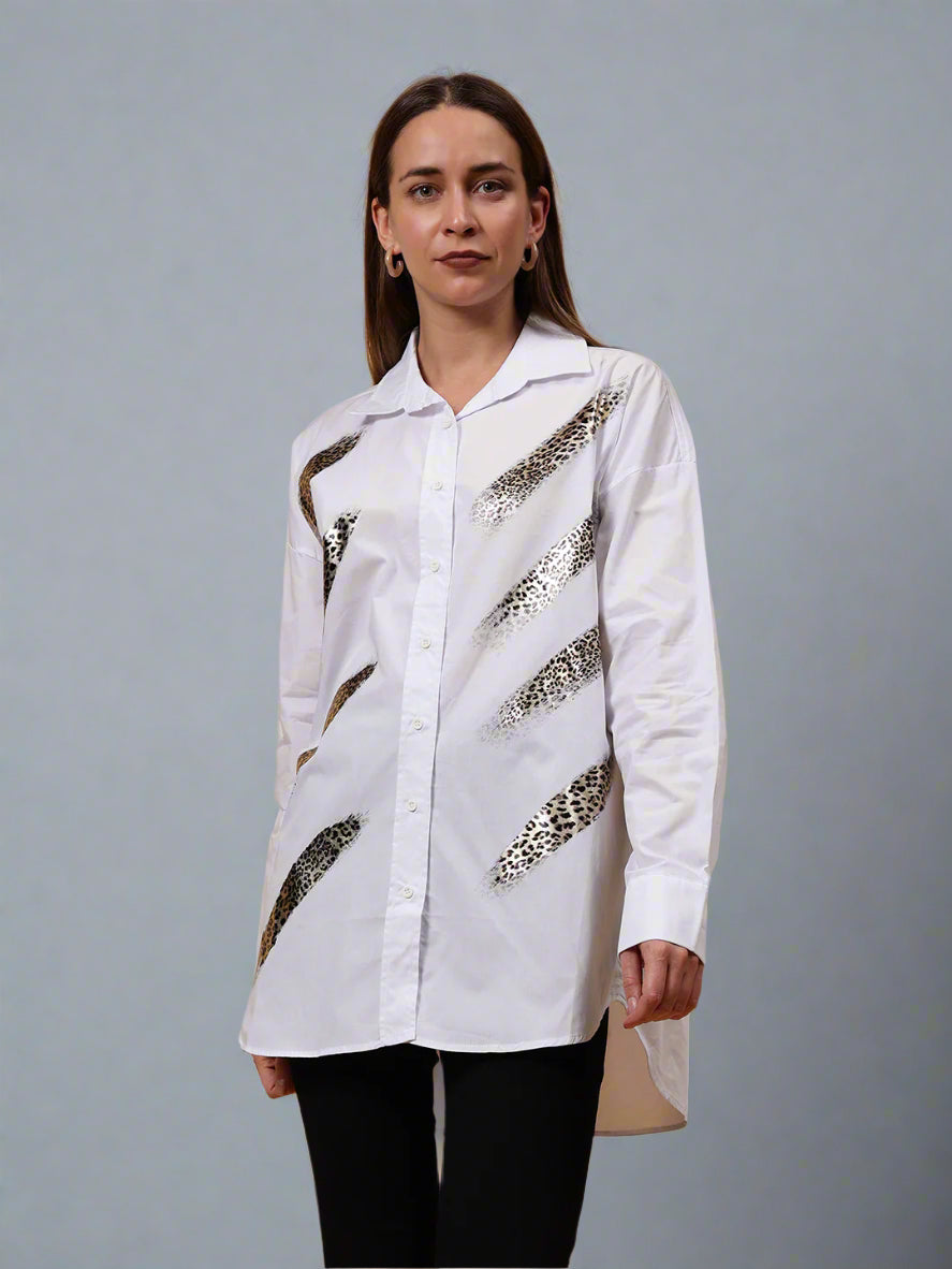 Gaiia Animal Print White Shirt