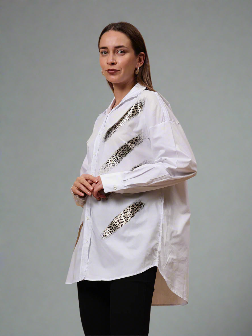 Gaiia Animal Print White Shirt