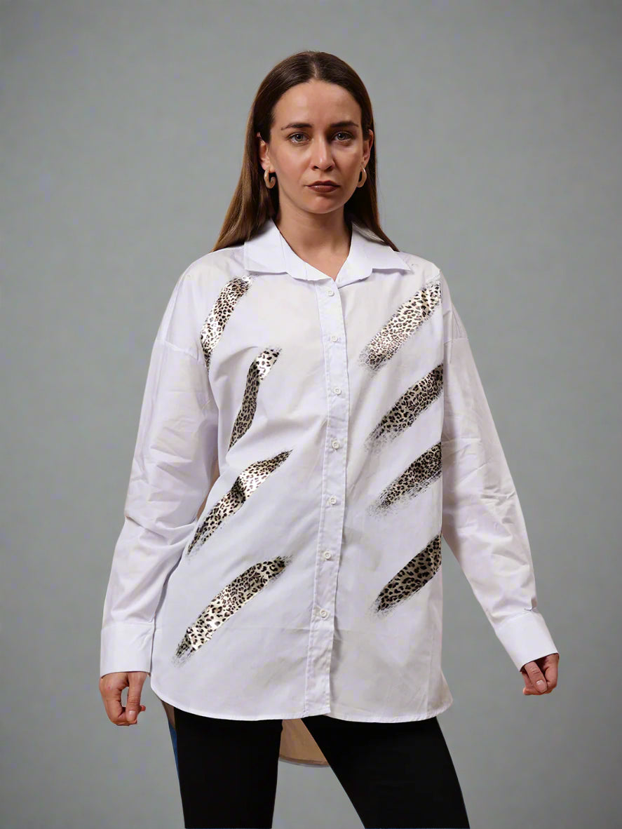 Gaiia Animal Print White Shirt