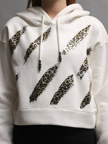 Gaiia Animal Print White Hoodie