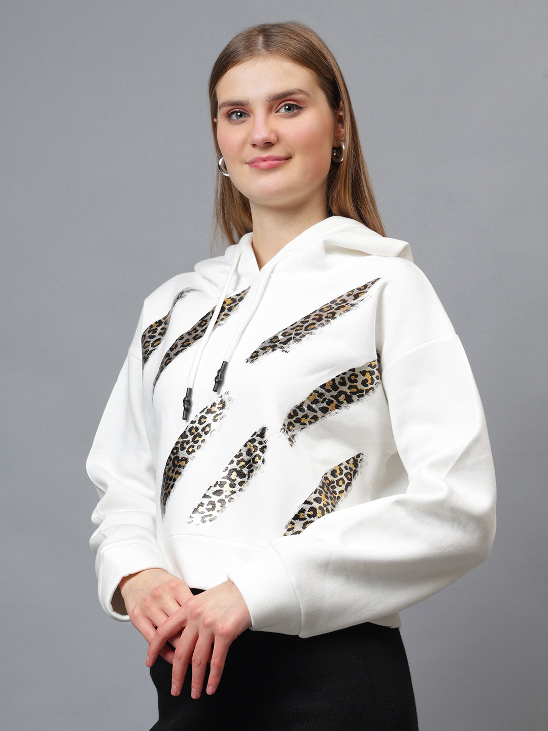 Gaiia Animal Print White Hoodie
