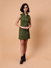 Sleeveless Zipper Top And Skirt Set