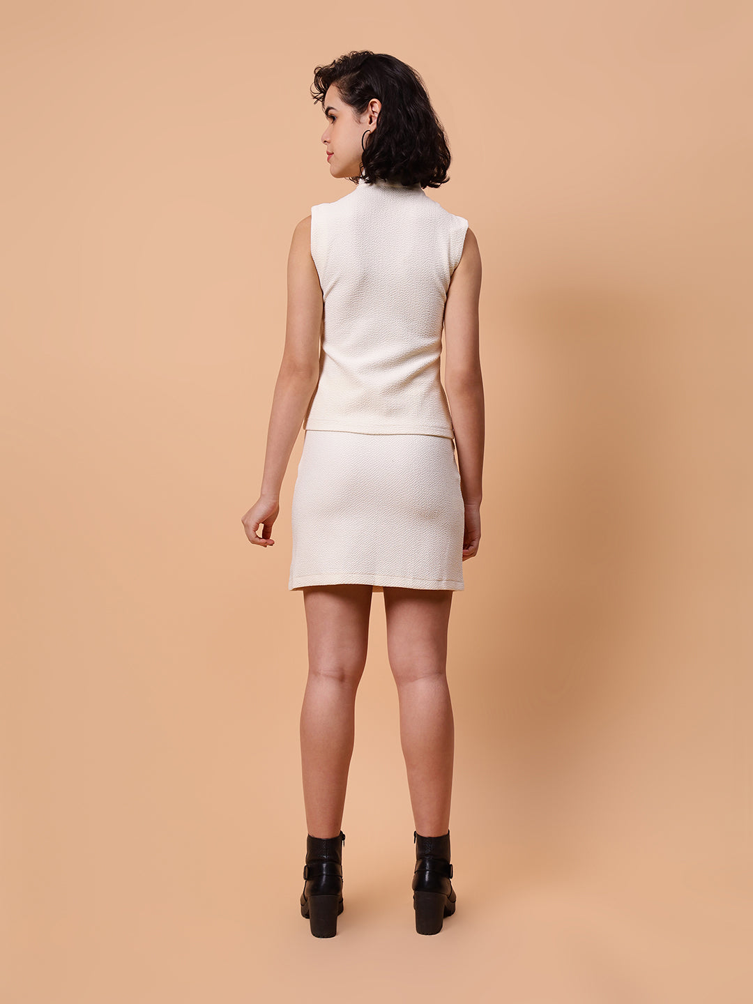 Gaiia Sleeveless Zipper Top And Skirt Set