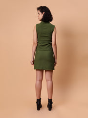 Sleeveless Zipper Top And Skirt Set