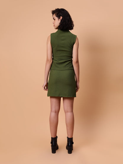 Gaiia Sleeveless Zipper Top And Skirt Set