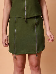 Gaiia Sleeveless Zipper Top And Skirt Set