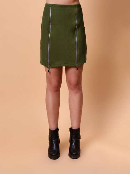 Gaiia Sleeveless Zipper Top And Skirt Set