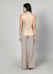 Gaiia Checkered Waistcoat And Trouser Set - Beige