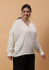 White Full Sleeves Vneck Embellished Top