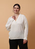 White Full Sleeves Vneck Embellished Top