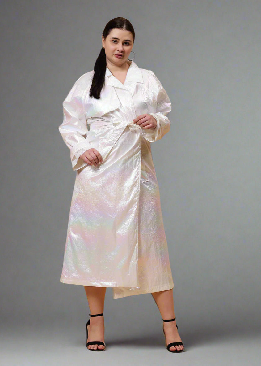 Gaiia Shimmer Holographic Long Jacket - Golden