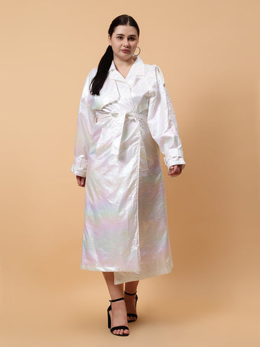 Gaiia Shimmer Holographic Long Jacket - Golden