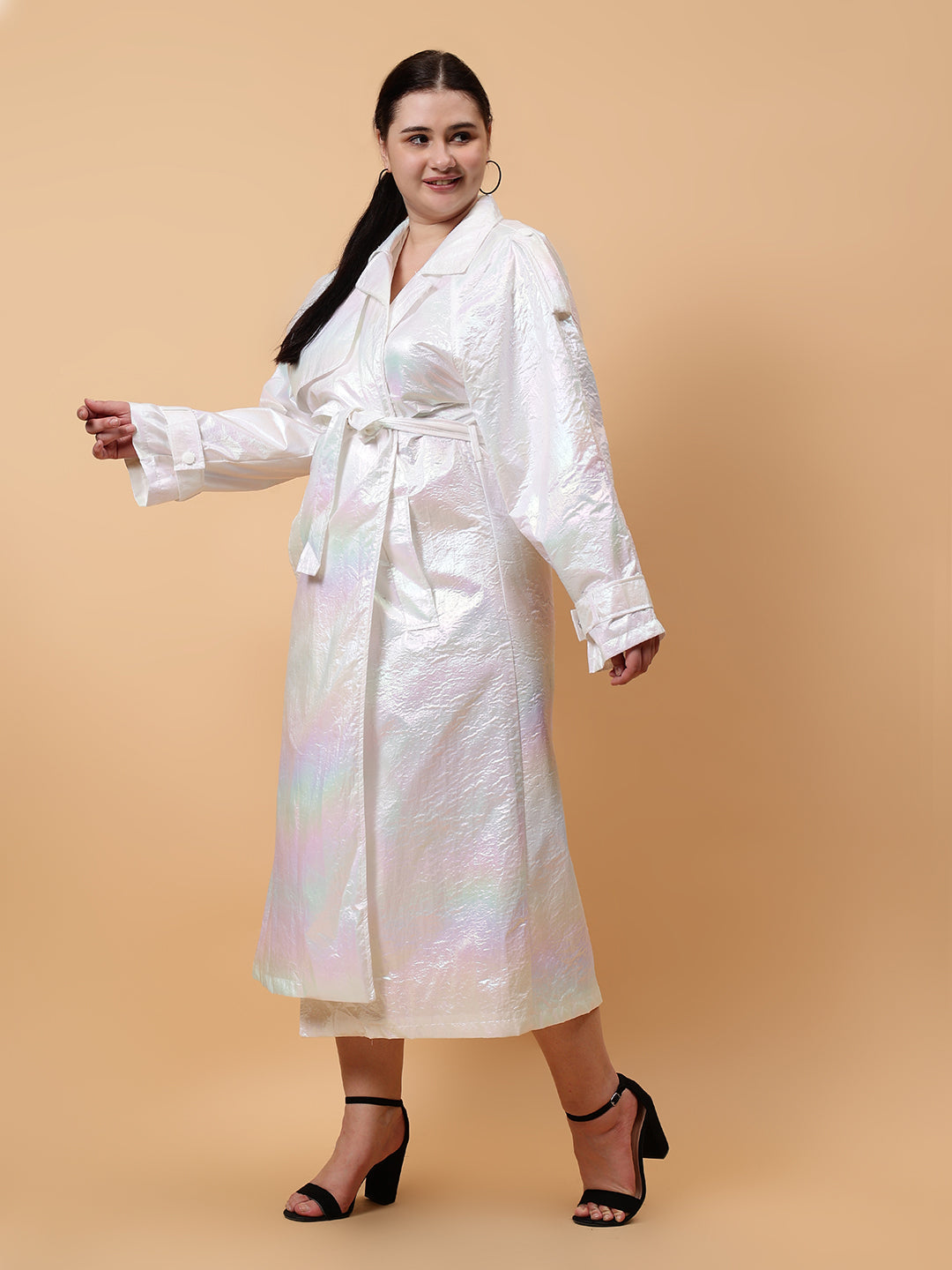 Gaiia Shimmer Holographic Long Jacket - Golden