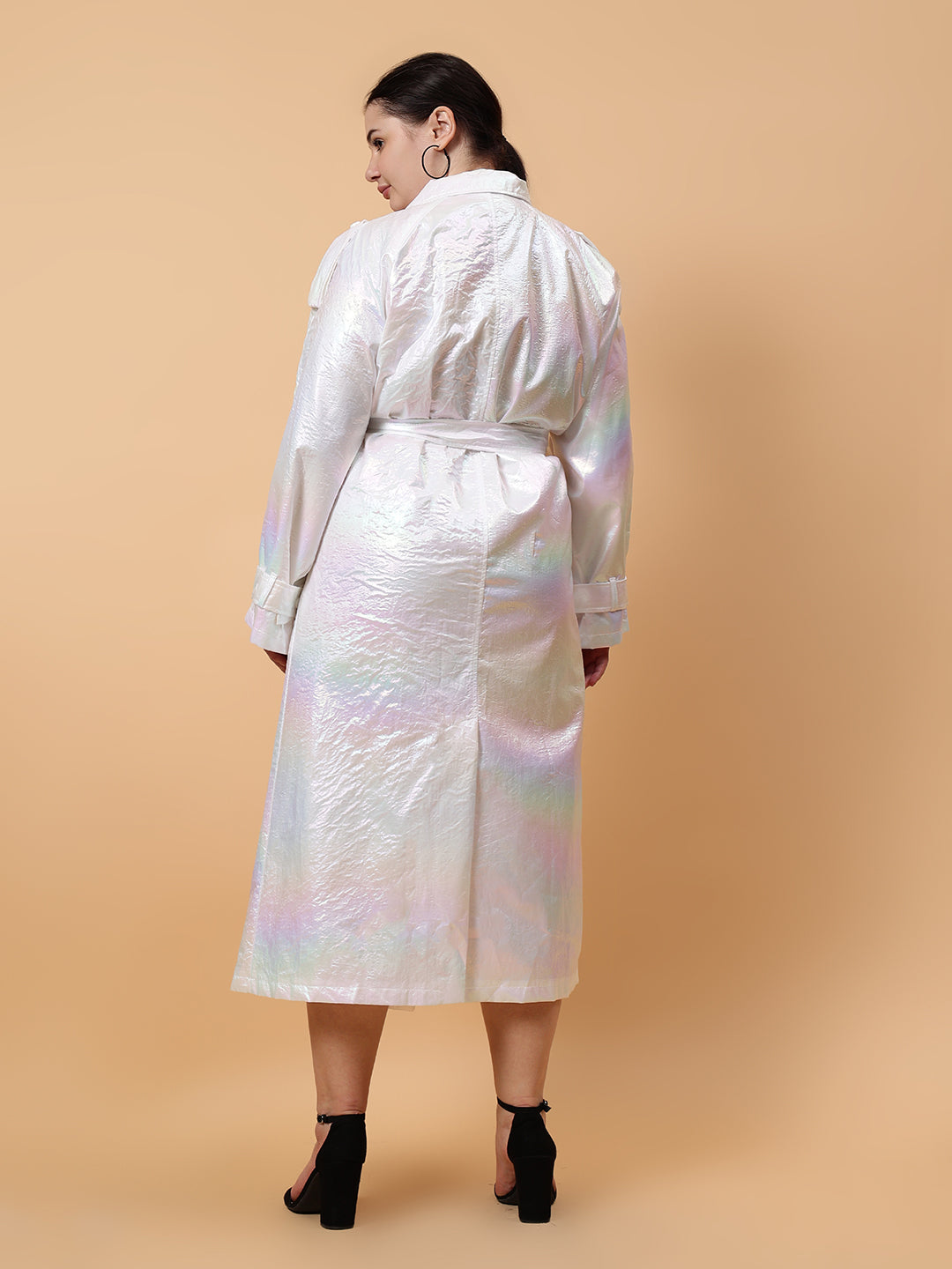 Gaiia Shimmer Holographic Long Jacket - Golden