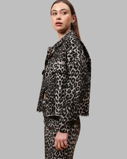 Denim Jacket Leopard Print