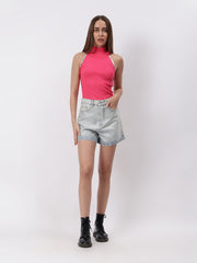 Gaiia Swaroski Studded Denim Shorts