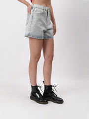 Gaiia Swaroski Studded Denim Shorts