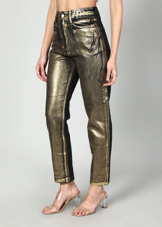 Shimmer Denim Straight Leg Jeans