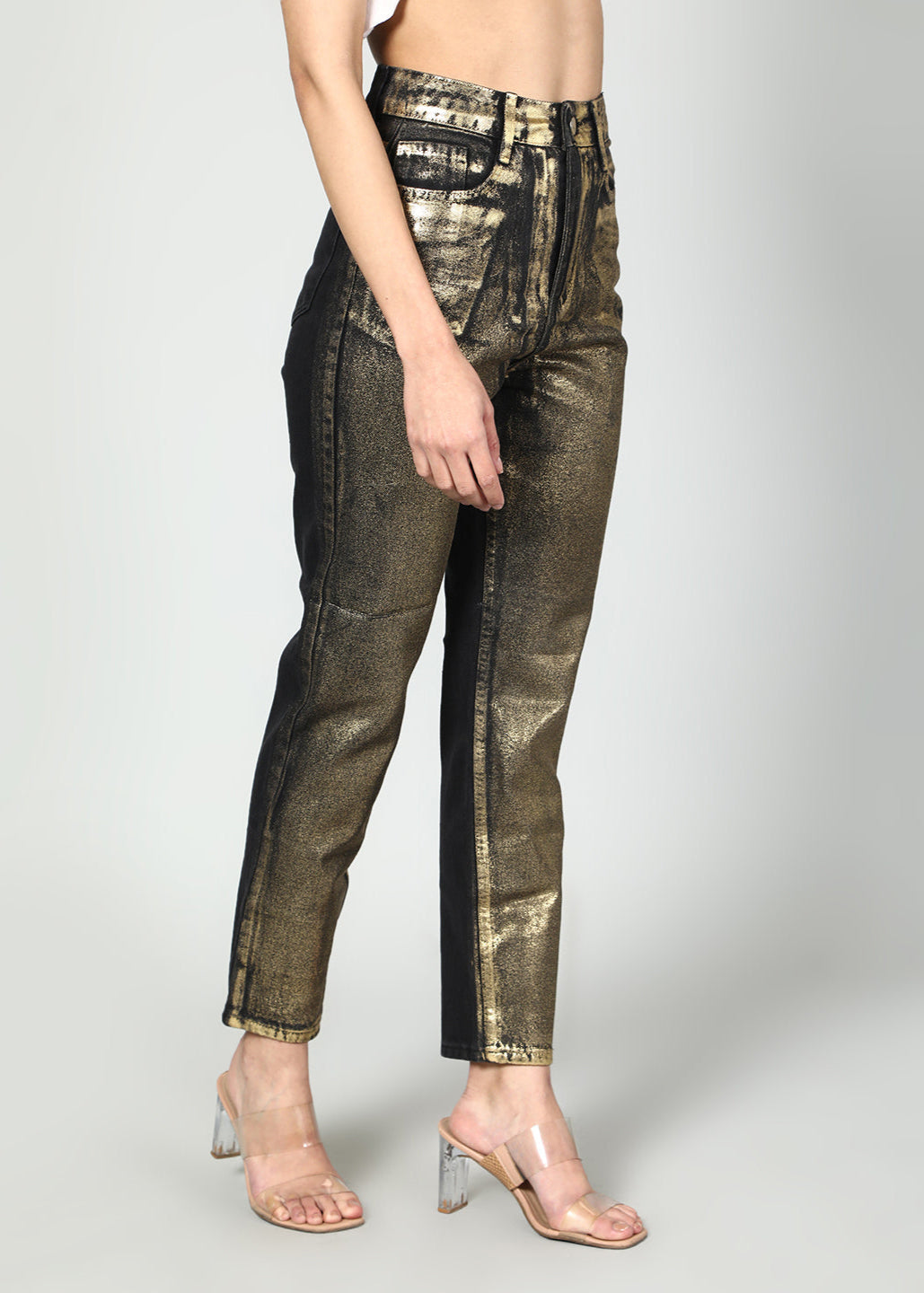 Gaiia Shimmer Denim Straight Leg Jeans