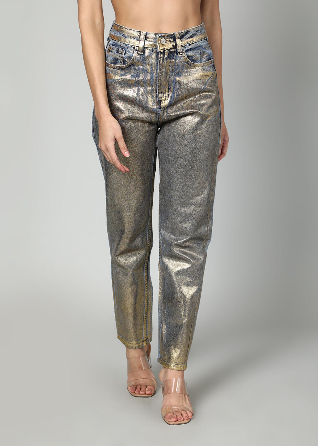 Gaiia Shimmer Denim Straight Leg Jeans