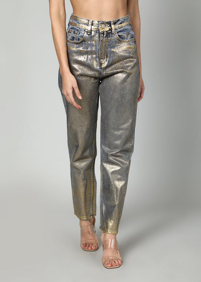 Gaiia Shimmer Denim Straight Leg Jeans