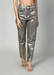 Shimmer Denim Straight Leg Jeans