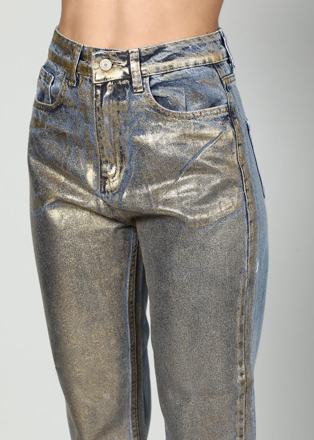 Gaiia Shimmer Denim Straight Leg Jeans