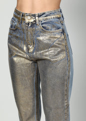 Shimmer Denim Straight Leg Jeans