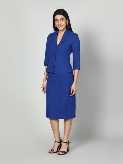 Gaiia Solid Color Tweed Blazer And Skirt Set