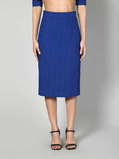 Gaiia Solid Color Tweed Blazer And Skirt Set